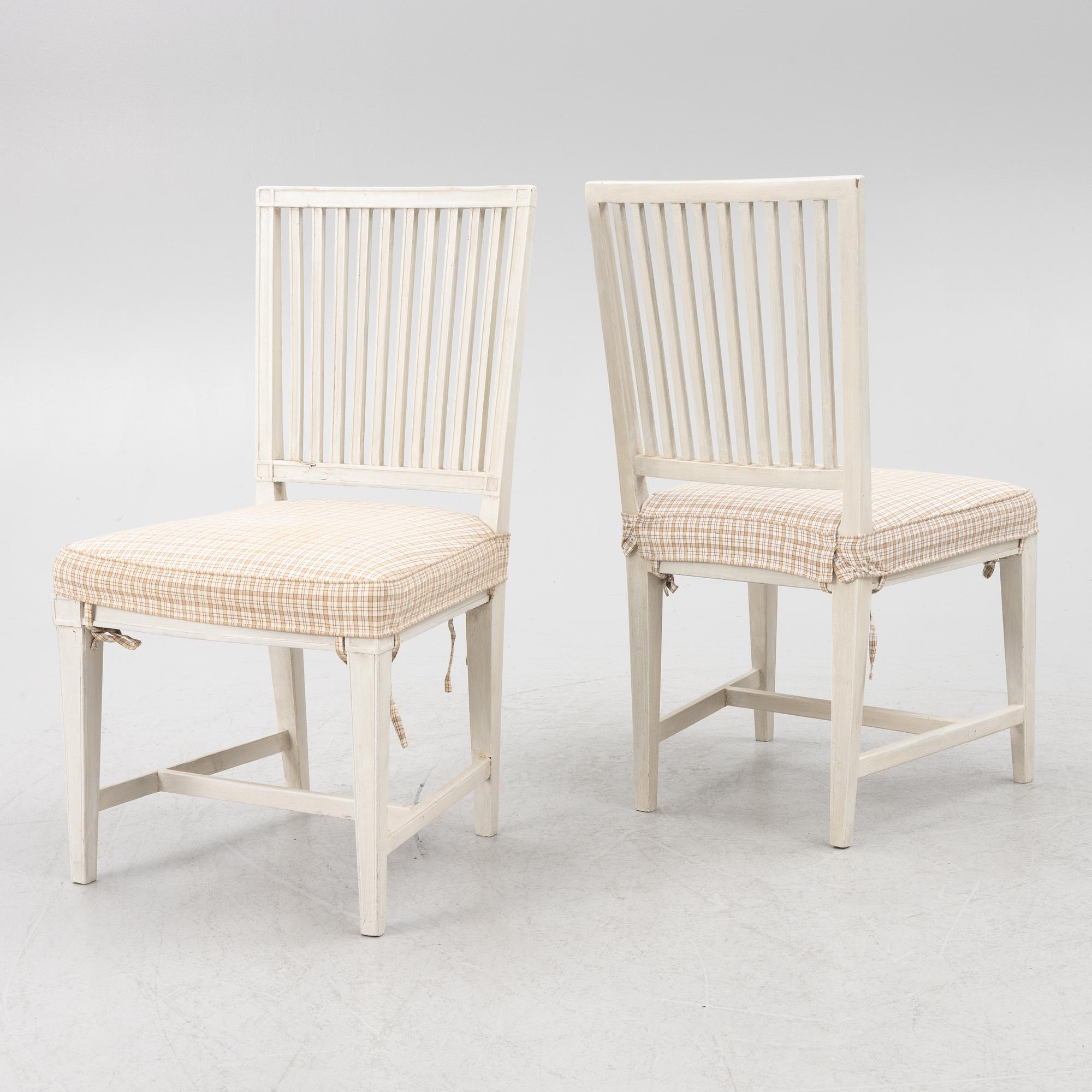 Five late Gustavian chairs, circa 1800.
