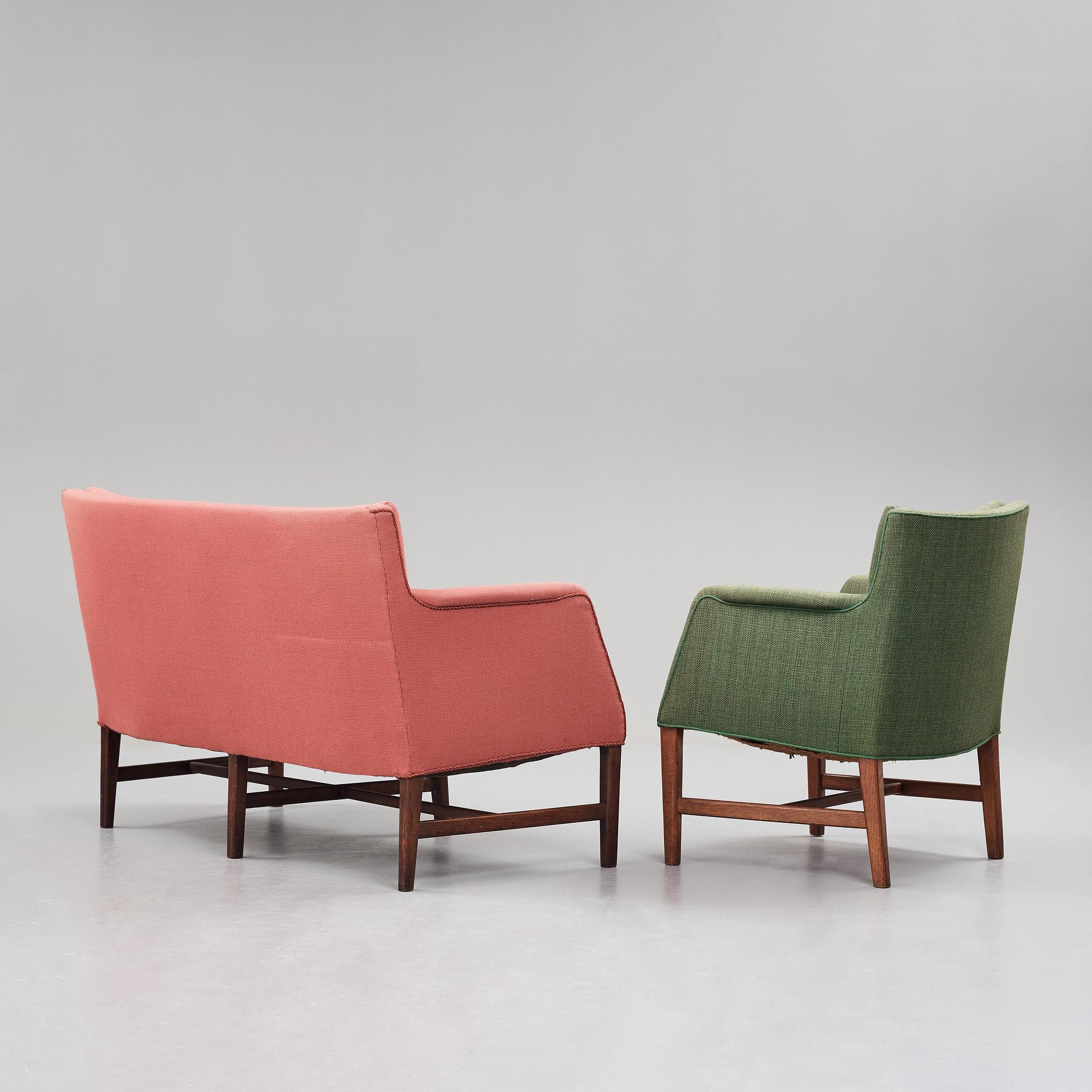 HANS J WEGNER, soffa och fåtölj, Johannes Hansen, Danmark 1940-tal.