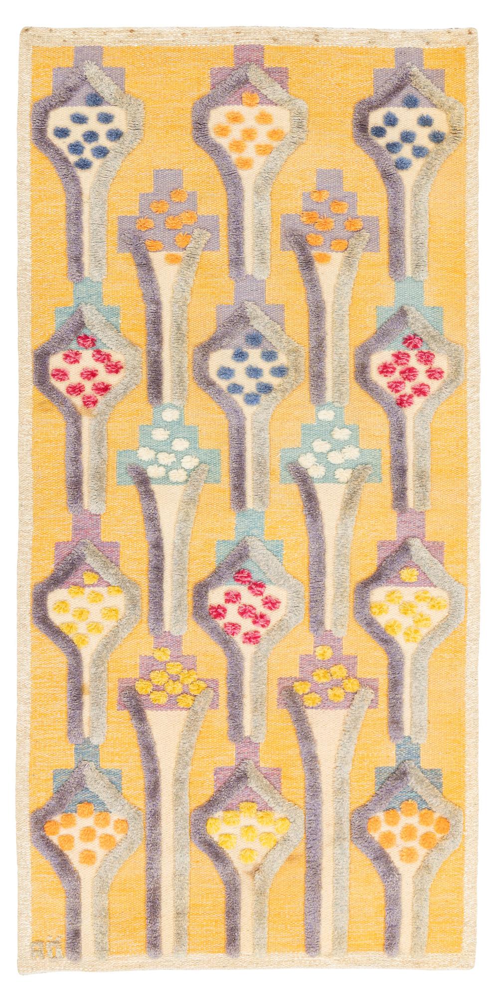 Agda Österberg, matta, reliefflossa, ca 238 x 117 cm, signerad AÖ.