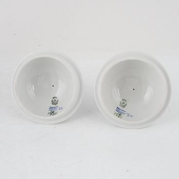 A pair of 'Blå Blomst' porcelain lidded urns, Royal Copenhagen, Denmark.