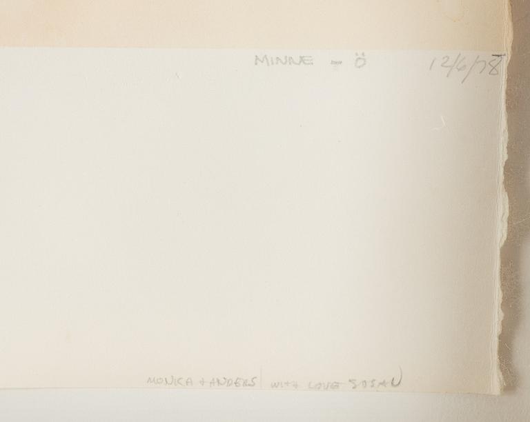 Susan Weil, tripthyk, watercolours, signed and dated -78 with deication.