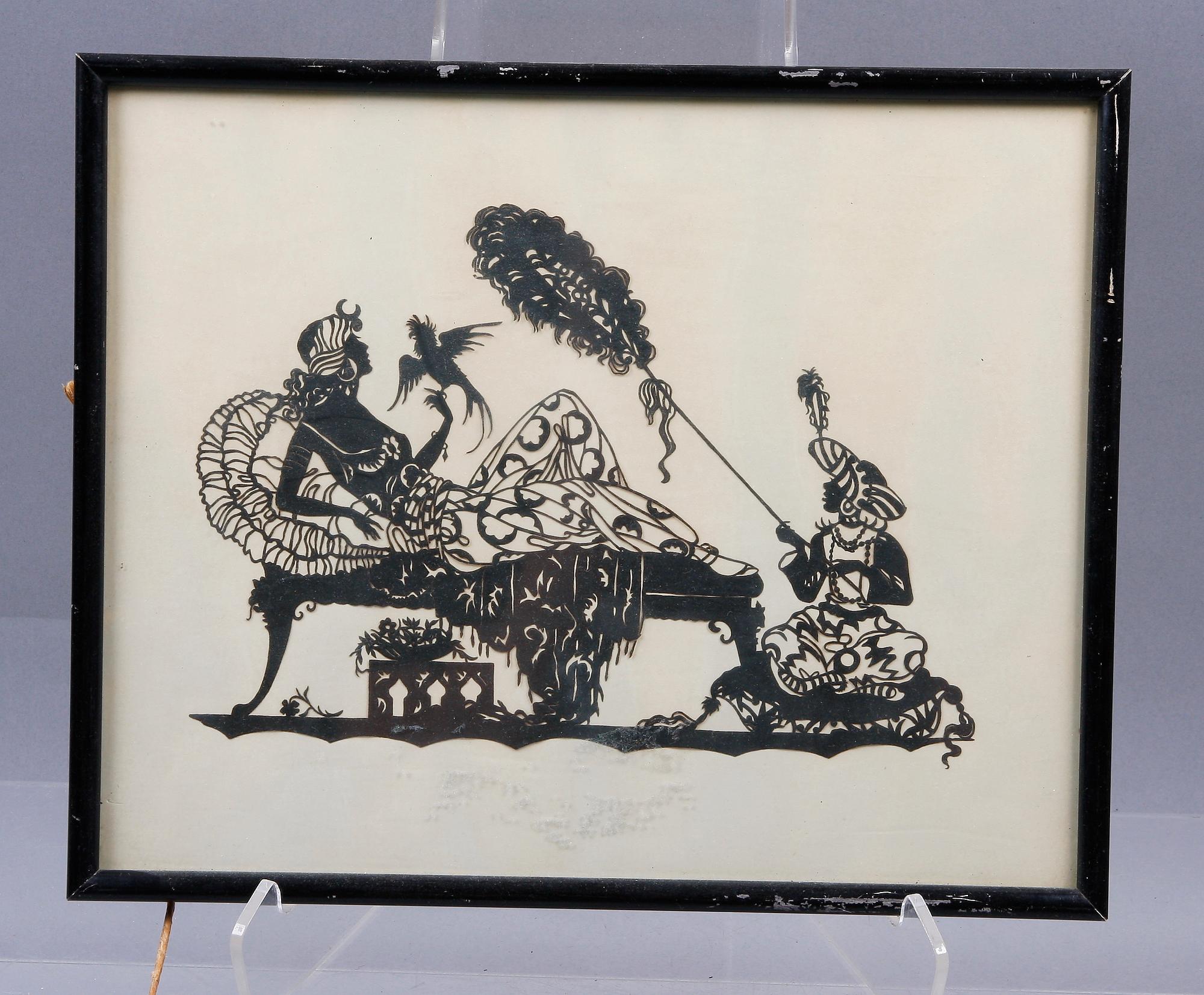 SILUETTER, 4 st. 1800/1900-tal. Två bär sign.