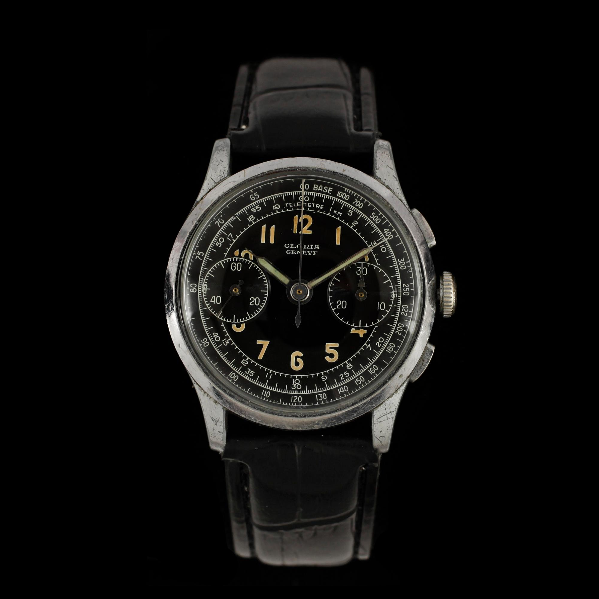 ARMBANDSUR, herr, Gloria, kronograf, 1940/1950-tal.