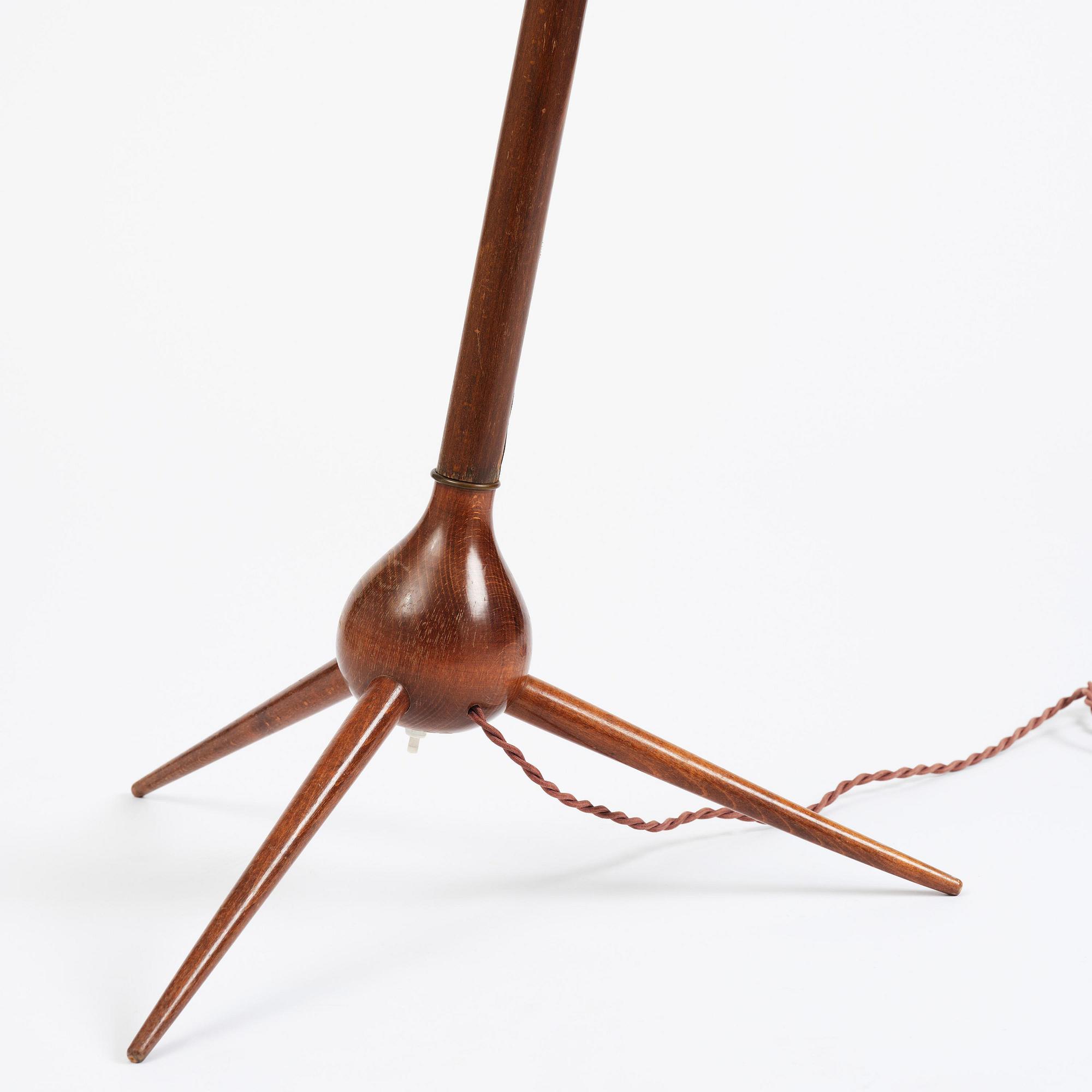 Severin Hansen, a "Bridge" floor lamp, Haslev Møbelsnedkeri, Denmark, 1950s.