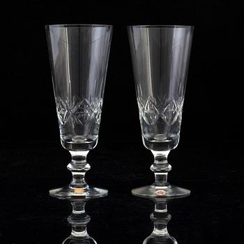 A set of twelve mid 20th century champagne glasses by Sea Glasbruk Kosta.