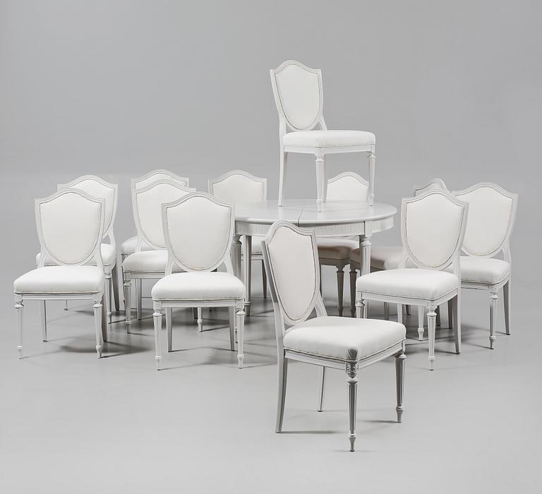 MATSALSGRUPP, 13 delar, gustaviansk stil, 1900-talets andra hälft.