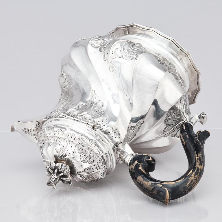 A Swedish 18th century silver coffee-pot, mark of Johan Grönwall, Vänersborg (1753-1784).