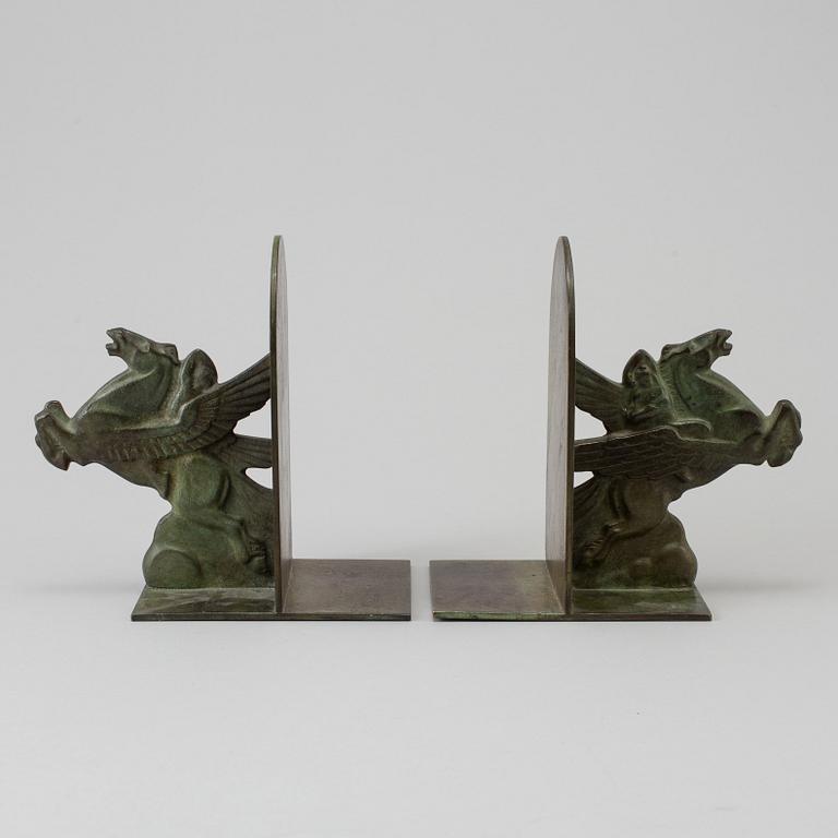 A pair of bronze bookends, GAB, 1930´s.