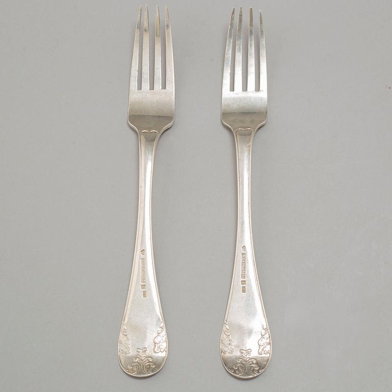 GAFFLAR, 12+3 st, silver 1800-talets mitt.