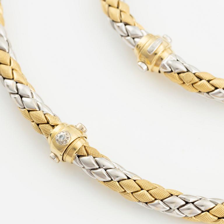 A necklace and a bracelet by Chimento in 18K gold and white gold with round brilliant-cut diamonds.