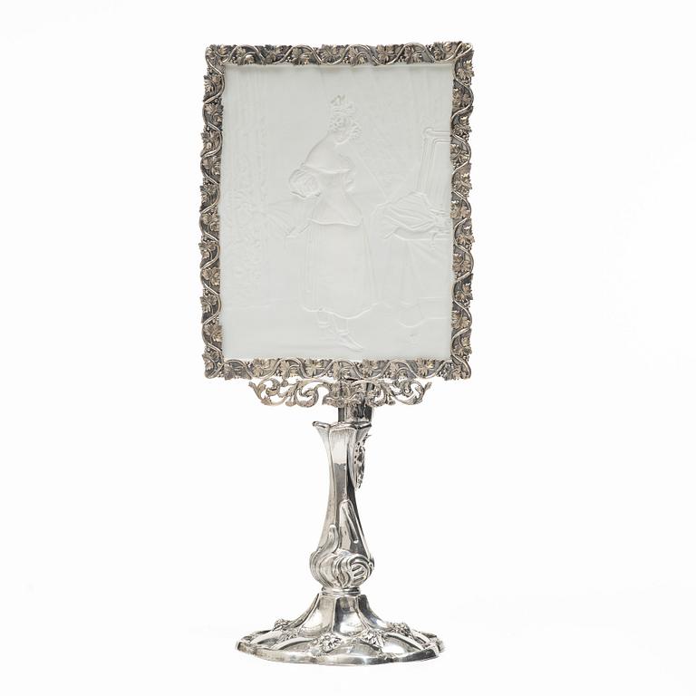 Christian Hammer, a silver liophane-screened reading-candlestick, Stockholm 1864.