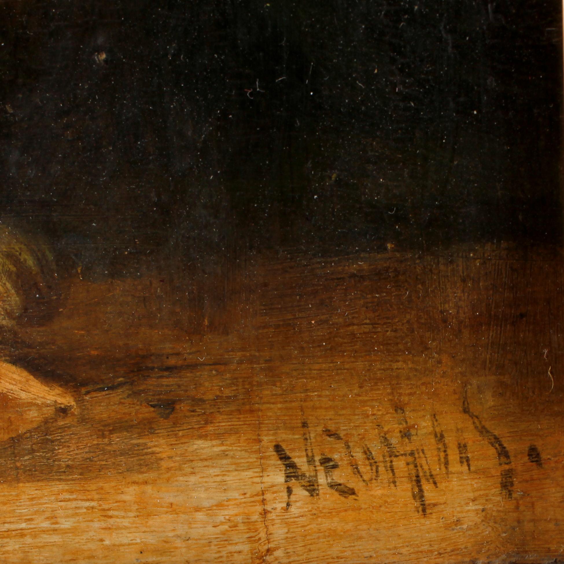 ALBERTUS NEUHUYS, olja på pannå, sign.