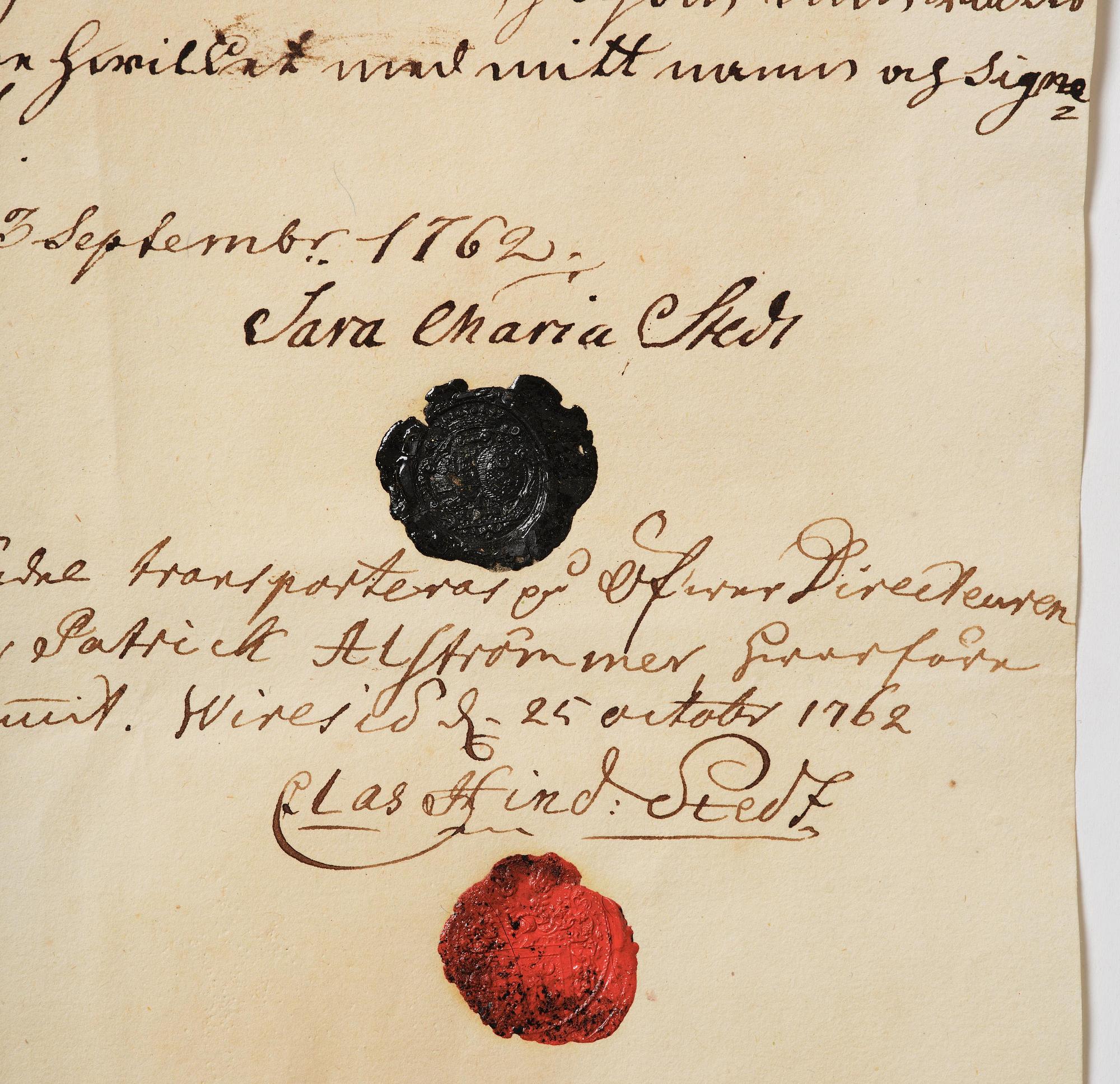 A Swedish share certificate, Ahlingsåhs Manufaktur Werk, No 526, 1728.