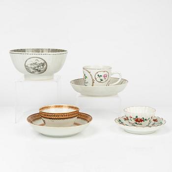 A group of four 18th Century cups, Japan, China and Europe.