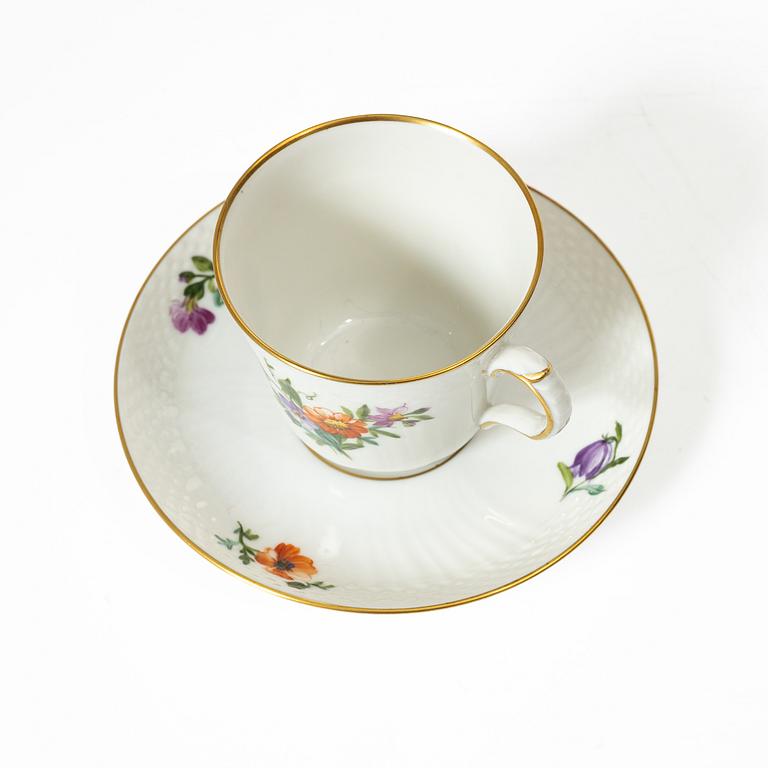 Royal Copenhagen, a 79-piece coffee and tea service, 'Saxon Flower', Denmark.