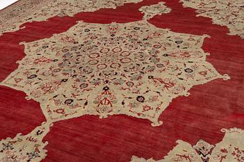 An antique 'Haj Jalili' Tabriz carpet, Northwest Persia, c. 435 x 395 cm.