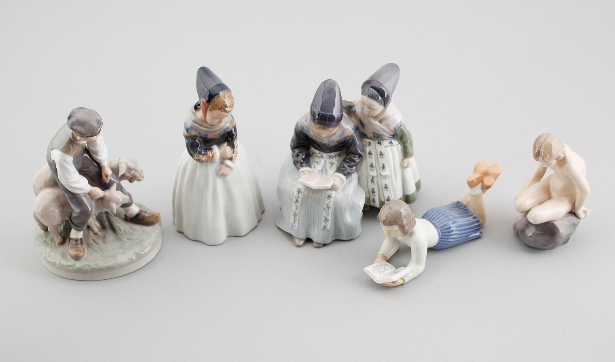 FIGURER, 5 st, porslin, Royal Copenhagen samt Bing & Gröndahl.