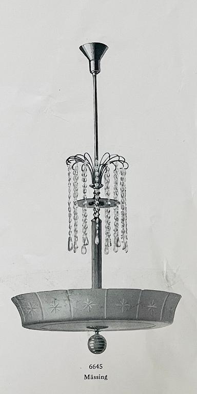 Harald Notini, a version of ceiling lamp model "6540/6545" from Arvid Böhlmarks Lampfabrik, Sweden, 1930's.