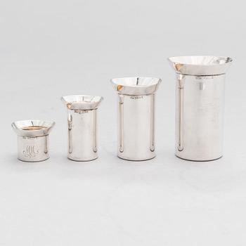 A set of four spirit measuring cups in silver (830), Kultakeskus, Hämeenlinna 1983.