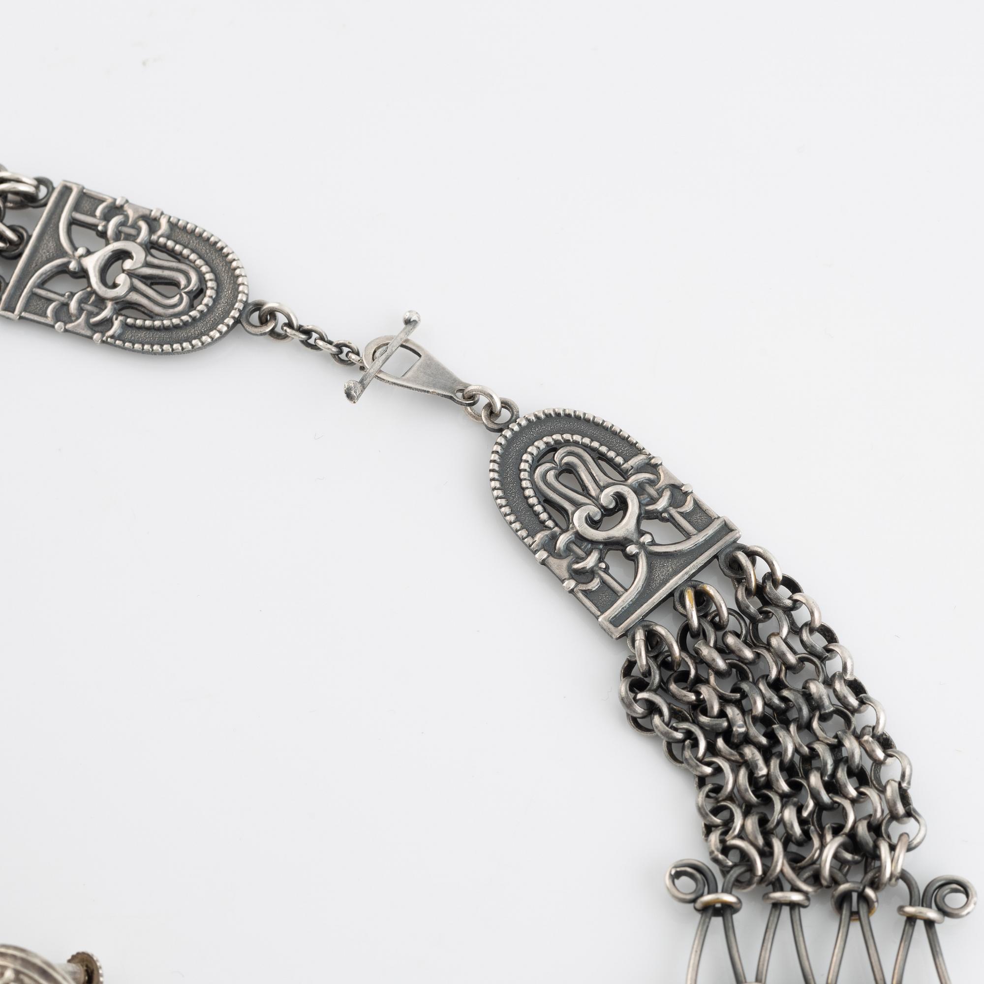 Kalevala Koru, collier "Paradis", and a pair of earrings, "Hannunvaakuna", silver, Finland,