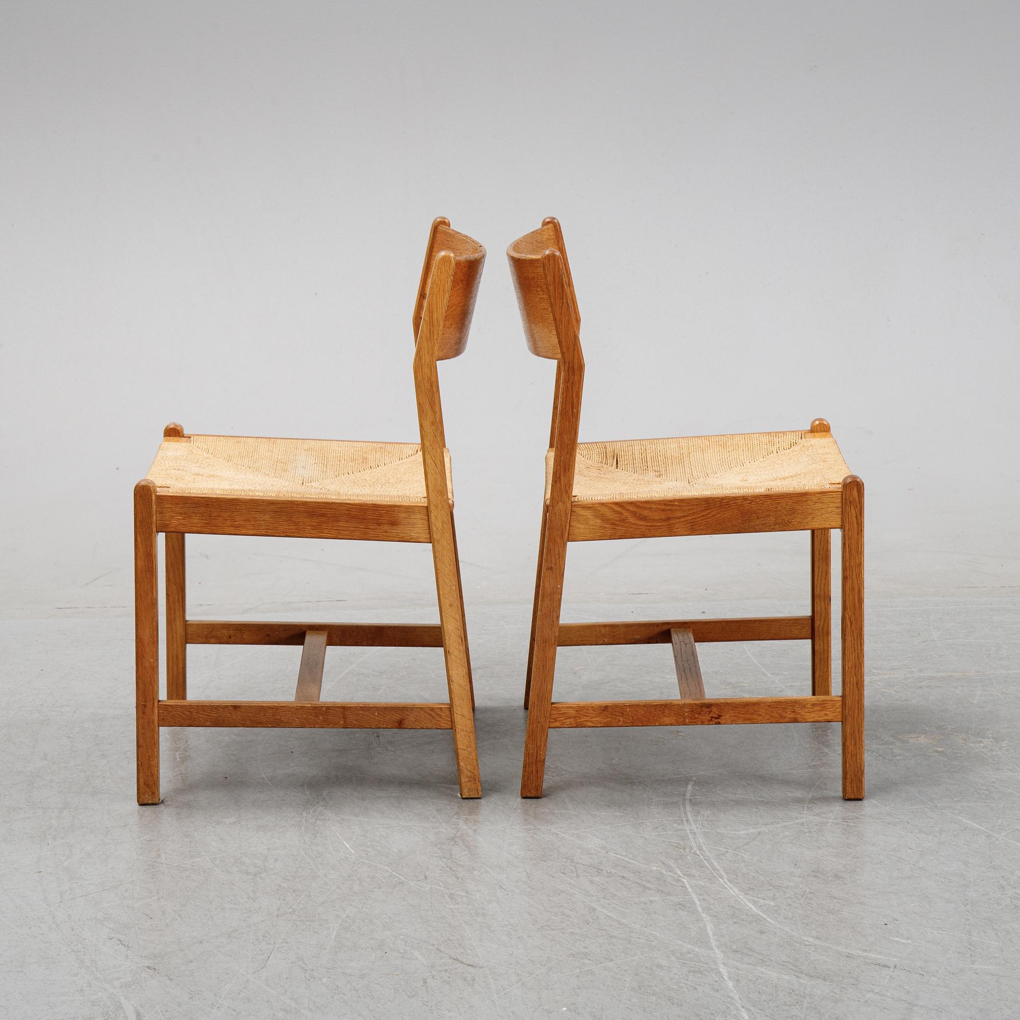 Six oak chairs by Børge Mogensen, C.M. Madsens Fabriker, Denmark.