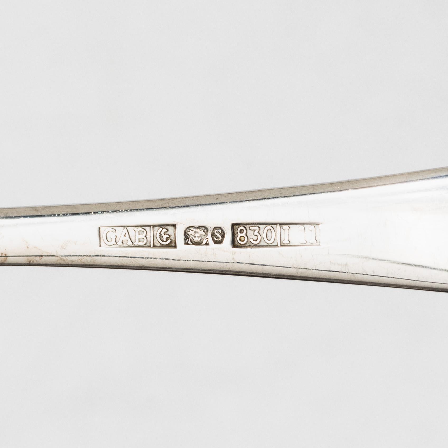 A Swedish silver cutlery set, 'Chippendale' pattern, Mema, GAB, some with year mark Eskilstuna 2010 ( 72 pieces).