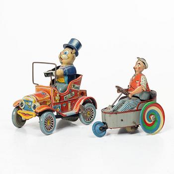 Mechanical toys, 2 pcs, “Peter” Lehman, Germany, and “Grand Pa's New Car”, second half of the 20th century.