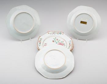 A set of six double peacock dishes, Qing dynsty, Qianlong (1736-95).