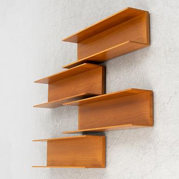 Walter Wirz, four wall shelves, Wilhelm Renz, Germany, 1960's.