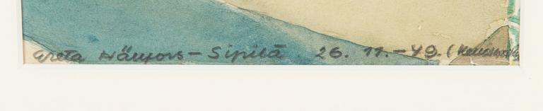 Greta Hällfors-sipilä, watercolour, signed and dated 26.11.-49 Kellokoski.