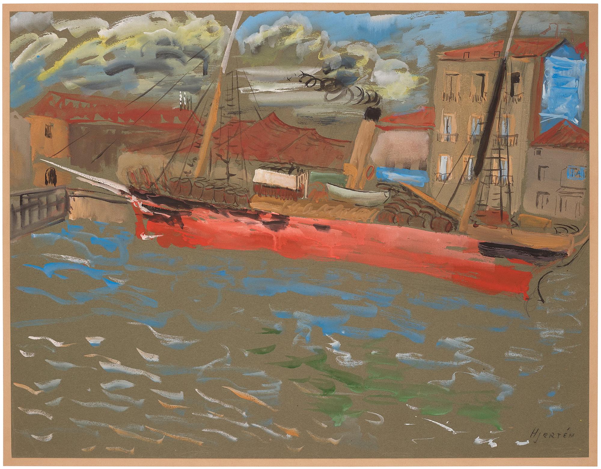 Sigrid Hjertén, The red ship.