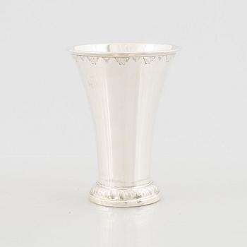 A Swedish Silver Beaker, Vase and Bowl, mark of Guldsmedsaktiebolaget, Stockholm 1906-56.