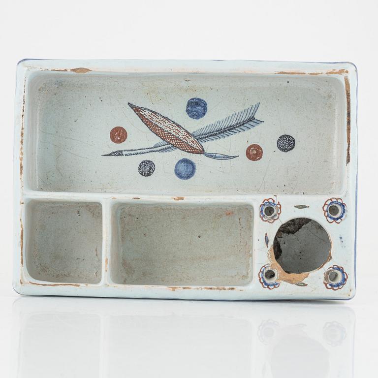 A French faience desk set, 18th Century.