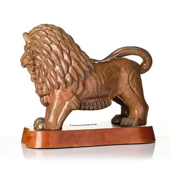 Gunnar Nylund, a unique sculpture of a lion, Rörstrand 1950s.