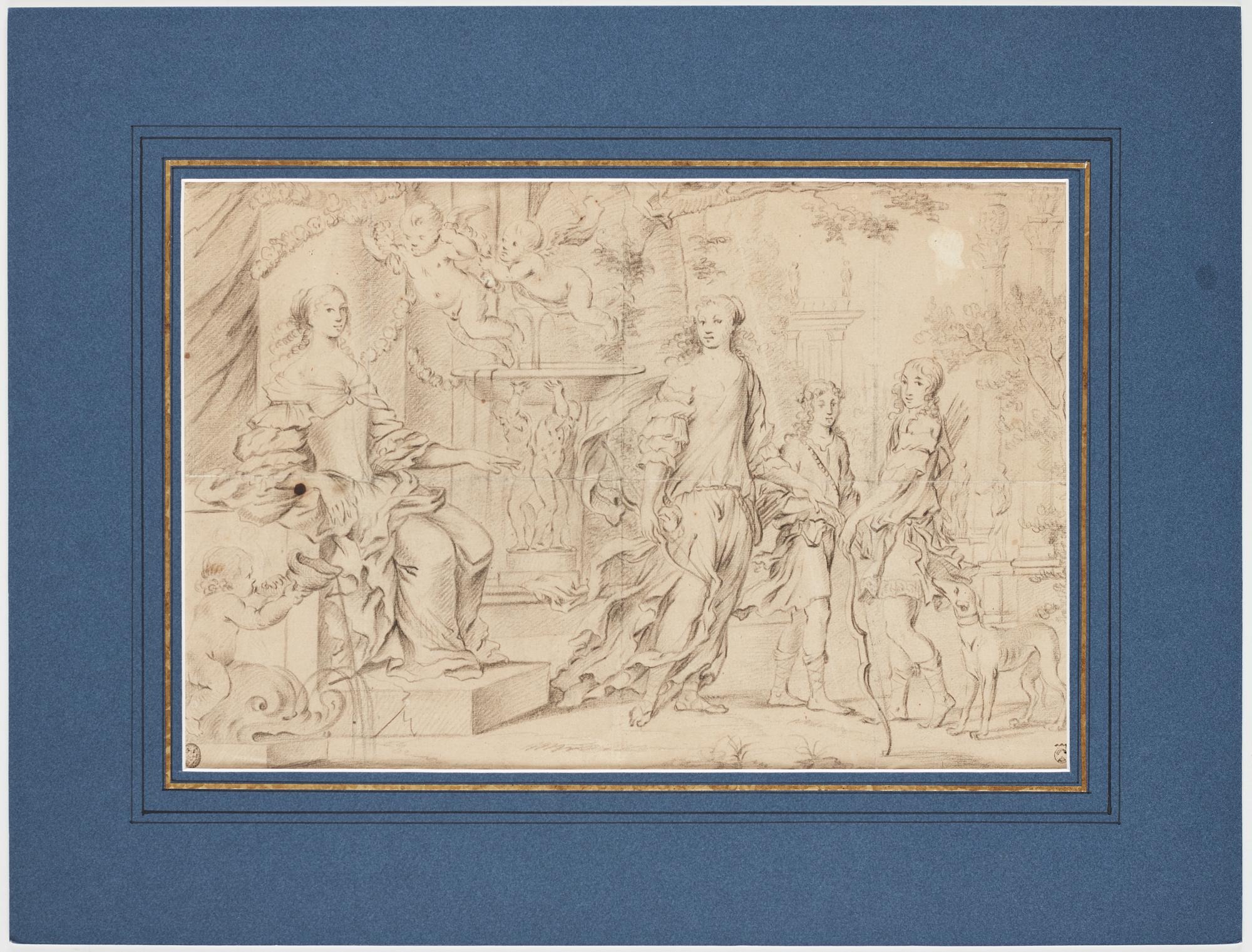 JAN MYTENS, hans krets. Osignerad. Bildyta 24 x 35,5 cm.