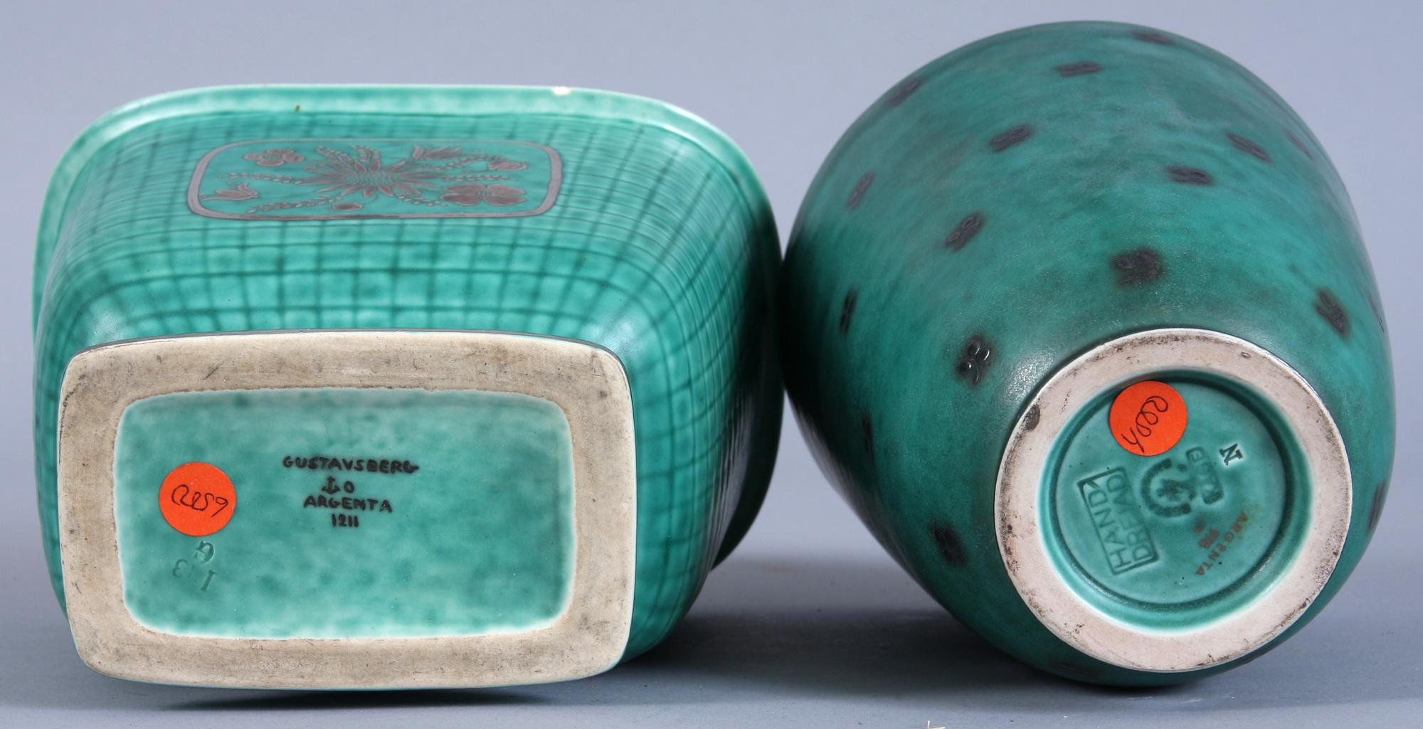VASER, 2 st, stengods, Argenta, Gustavsberg.