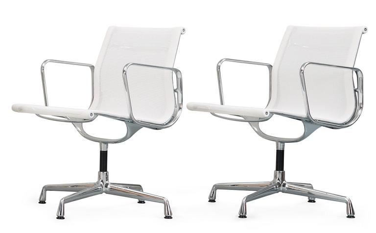 A pair of Charles & Ray Eames 'Aluminium Group, EA 107' armchairs, Vitra.