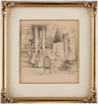 CARL LARSSON. Tuschteckning. Sign C.L. Troligen utförd 1891.