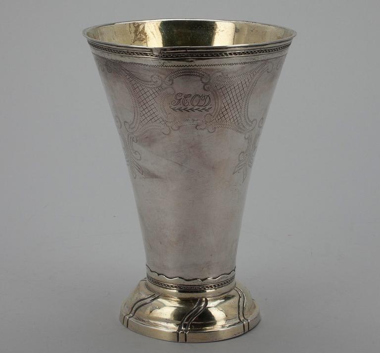 BÄGARE, silver, Stephan Westerstråhle, Stockholm 1798. Vikt 409 g.