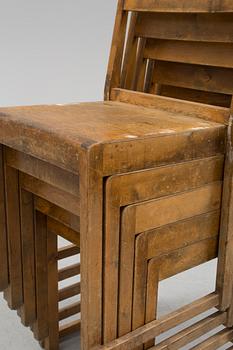 A set of six "Orkesterstolen" chairs by Sven Markelius, mid 1900s.