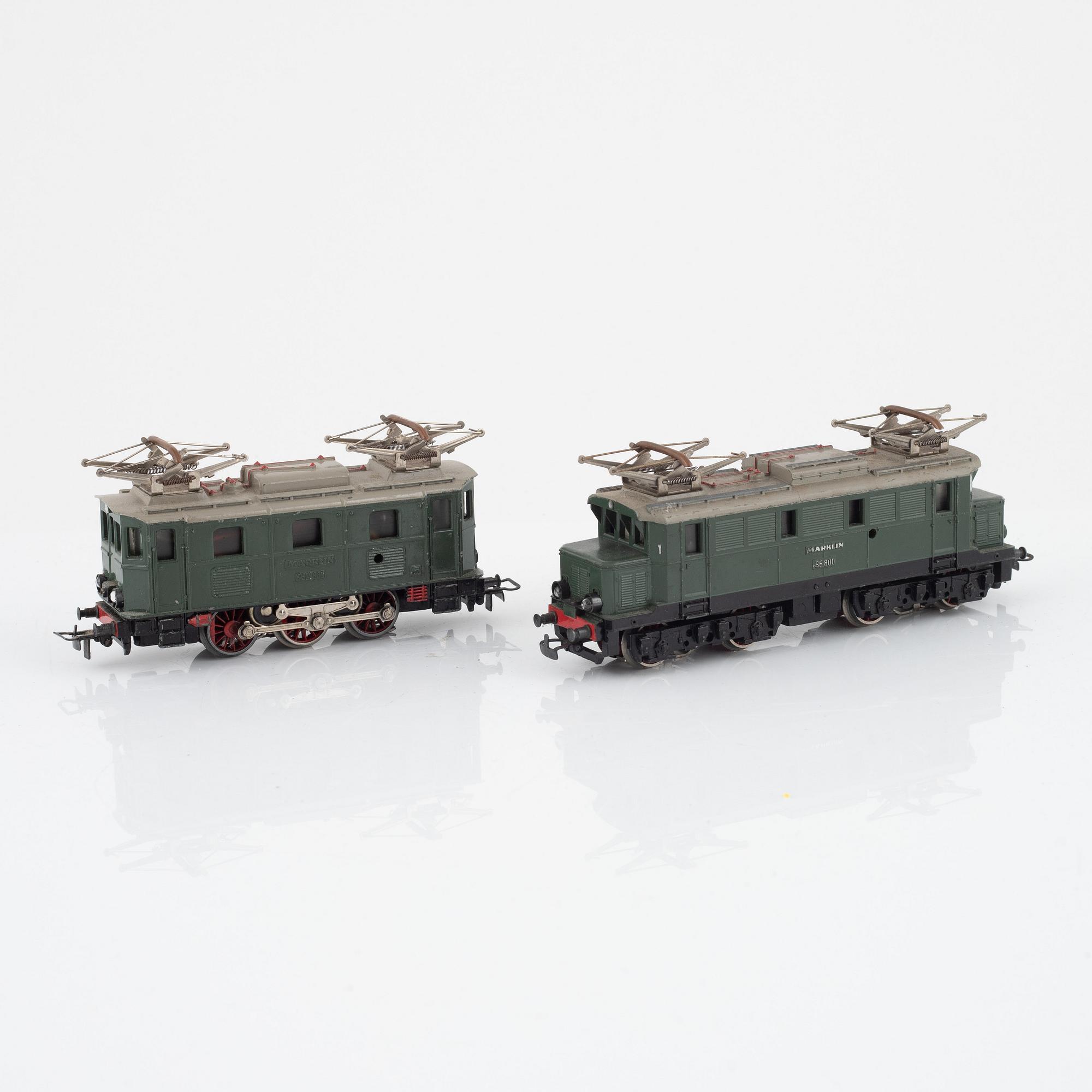 Märklin, ellok 2 st, modell RSM 800 och SE 800, spår H0, 1950-tal.