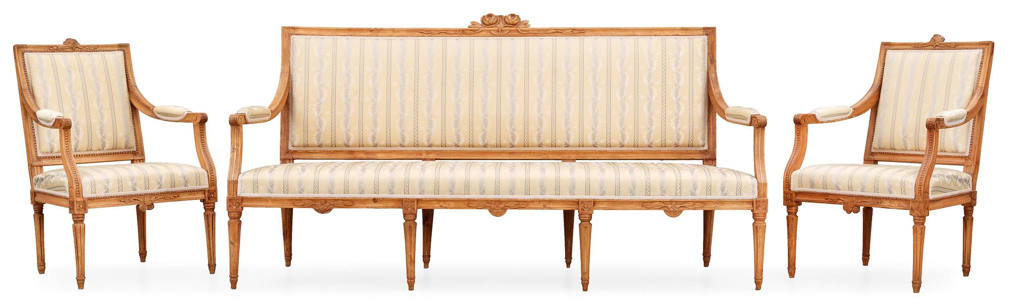 SALONGSGRUPP, tre delar. Gustaviansk, 1700-talets slut.