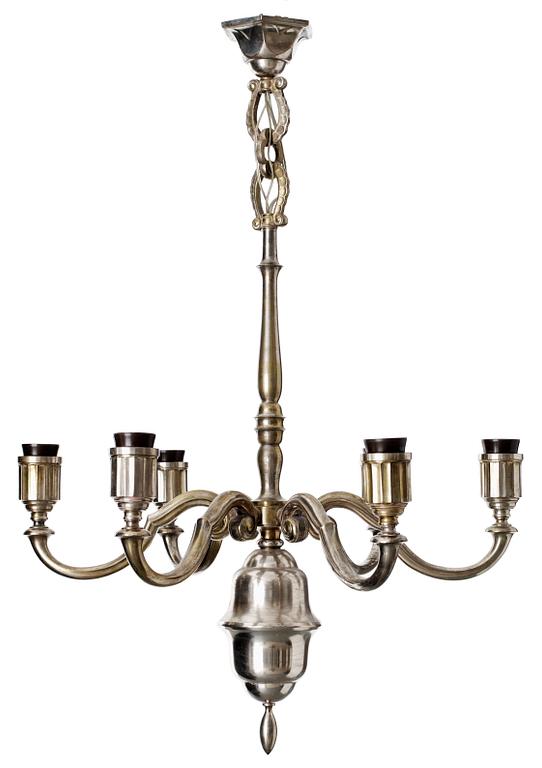 A Herman Bergman Konstgjuteri AB (probably) silver-plated ceiling lamp, Sweden 1920-30´.