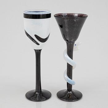 Ulrica Hydman-Vallien, six goblets, Kosta Boda.