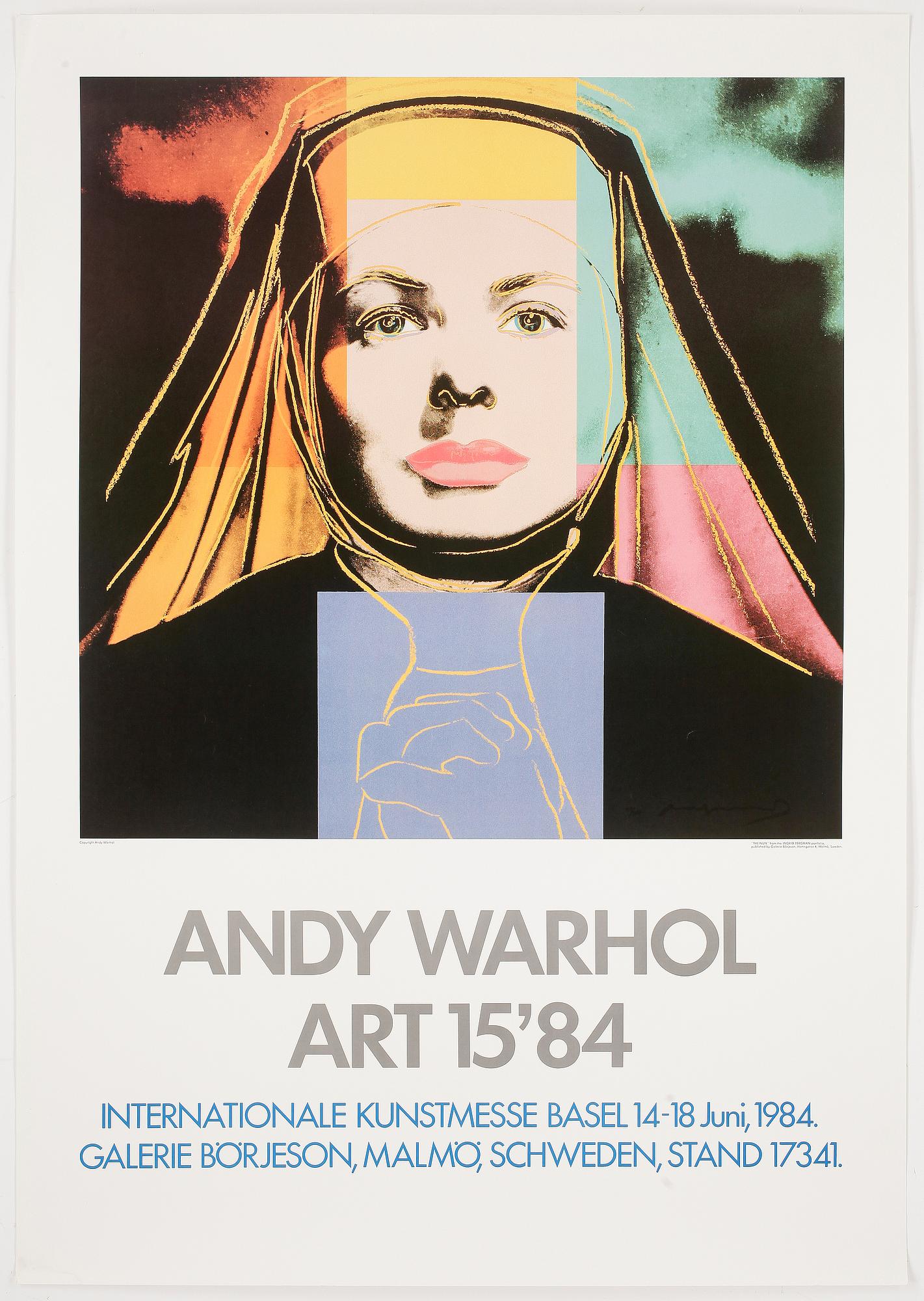 ANDY WARHOL, efter, färgoffset, "The NUN" från Ingrid Bergman portfolio. Kunstmesse 1984.