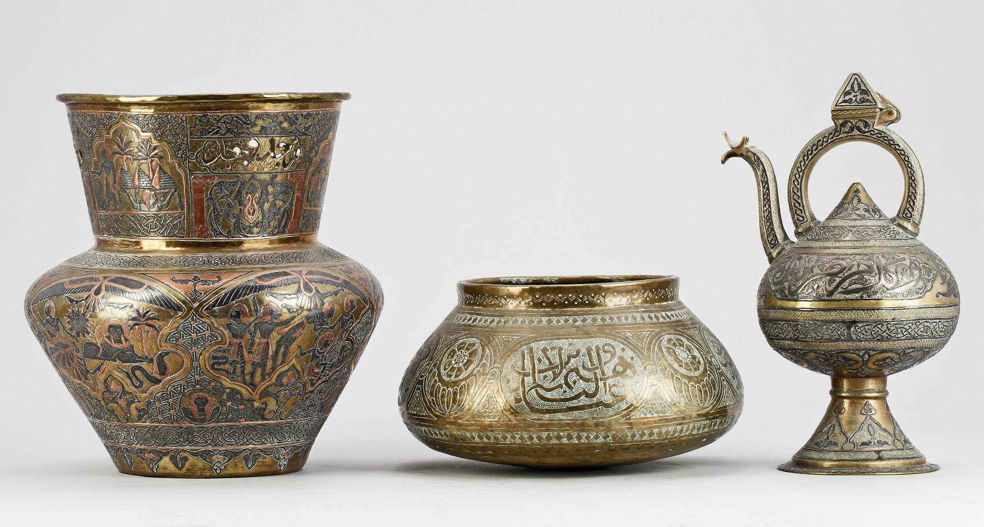 PARTI PERSISKT, 3 delar, mässing, 1800/1900-tal.
