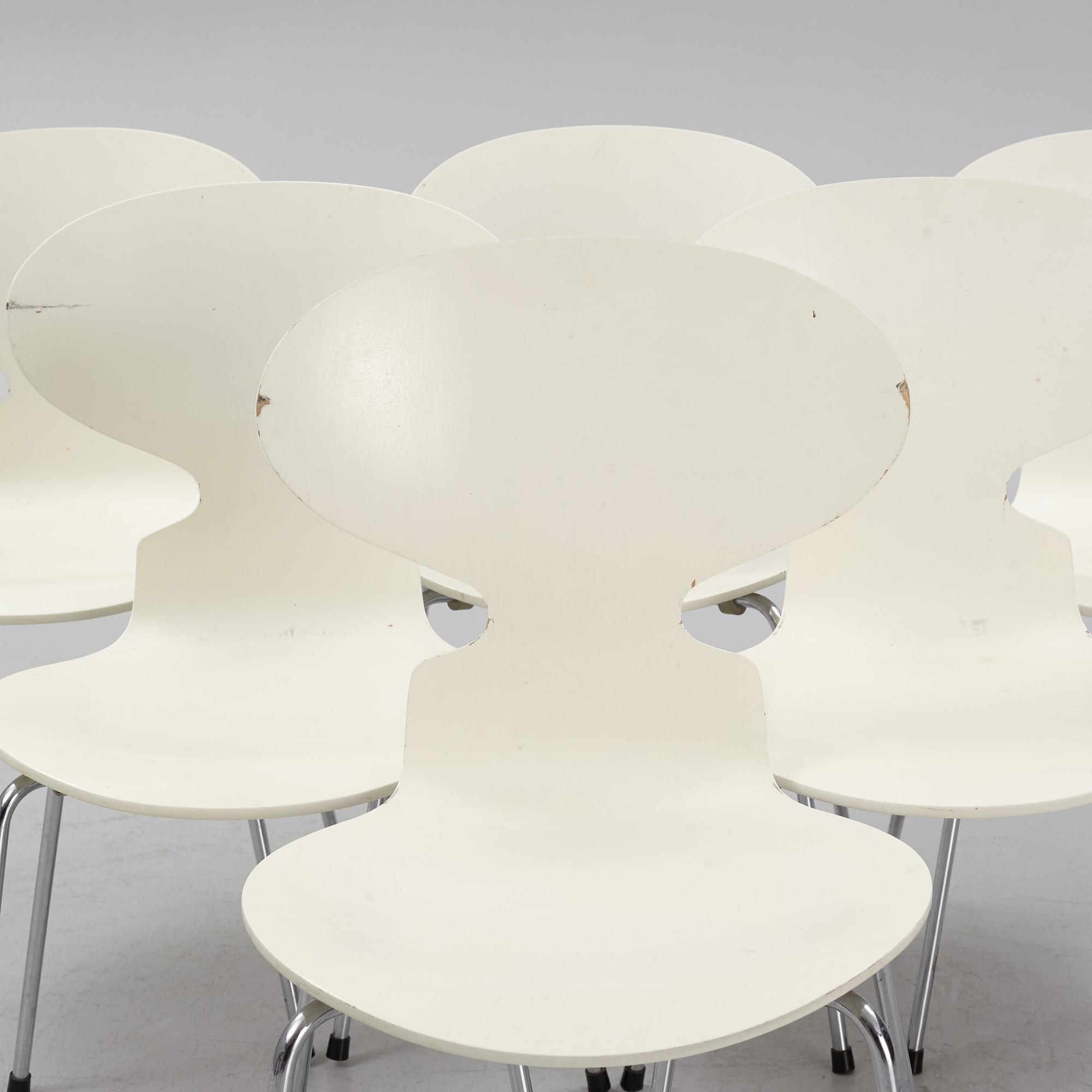 Arne Jacobsen, stolar, 6 st., "Myran", Fritz Hansen, Danmark,