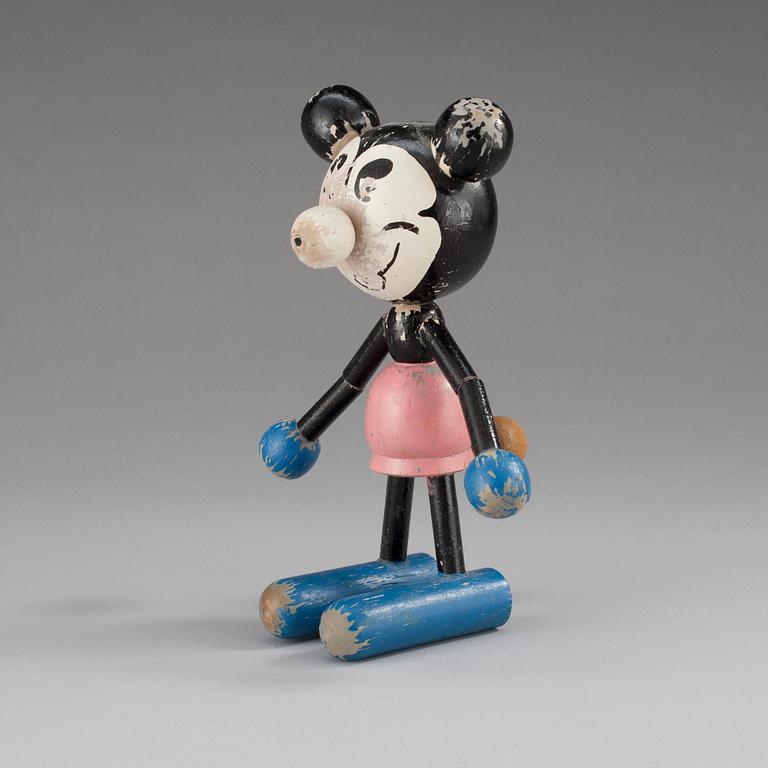 DOCKA, trä, Musse Pigg-liknande figur, 1900-tal.
