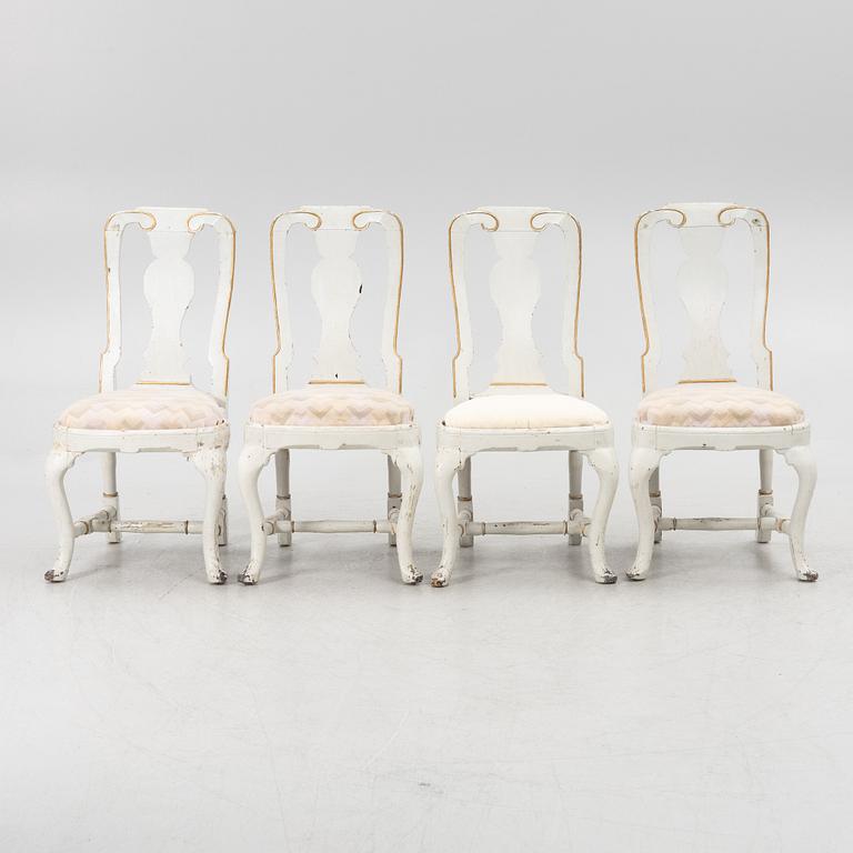 Chairs, 4 pcs, probably Bergslagen, mid-18th century, Late Baroque.