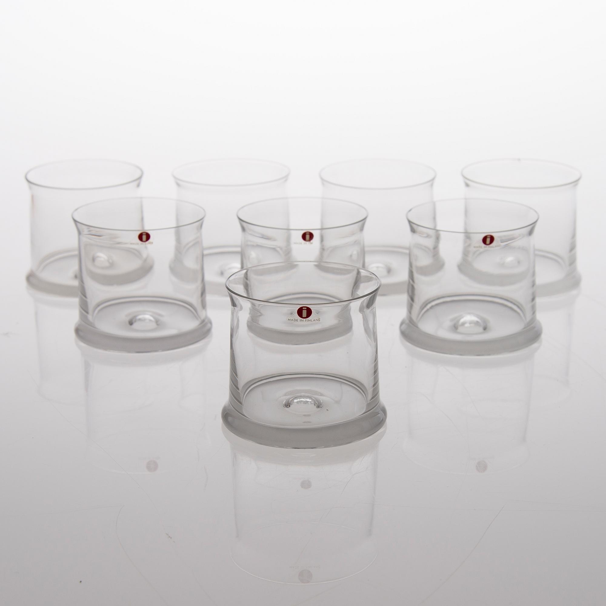 TAPIO WIRKKALA, GLASSERVIS, 1 + 8 delar, "Kapteenin lasisto", Iittala. Formgivna 1963.